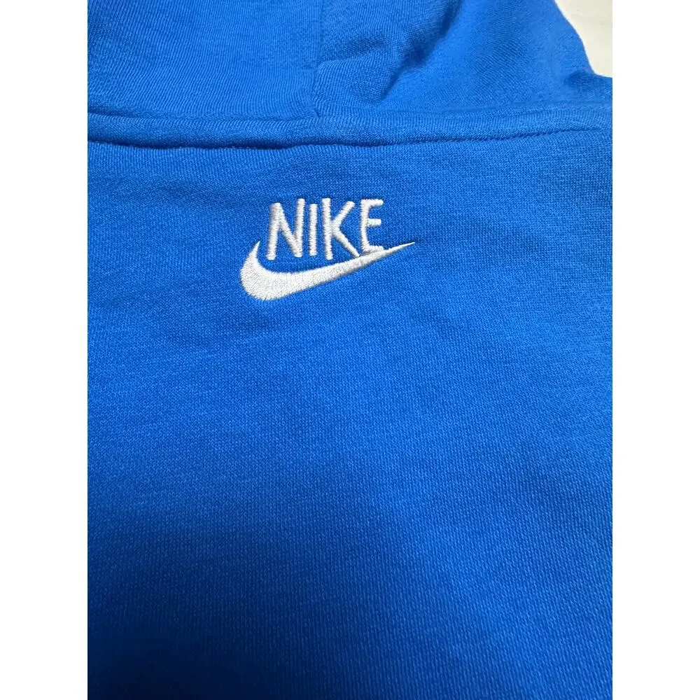 Nike Men’s L Blue Fleece Pullover Hoodie Orange Embroidered Logo FA220106SHK